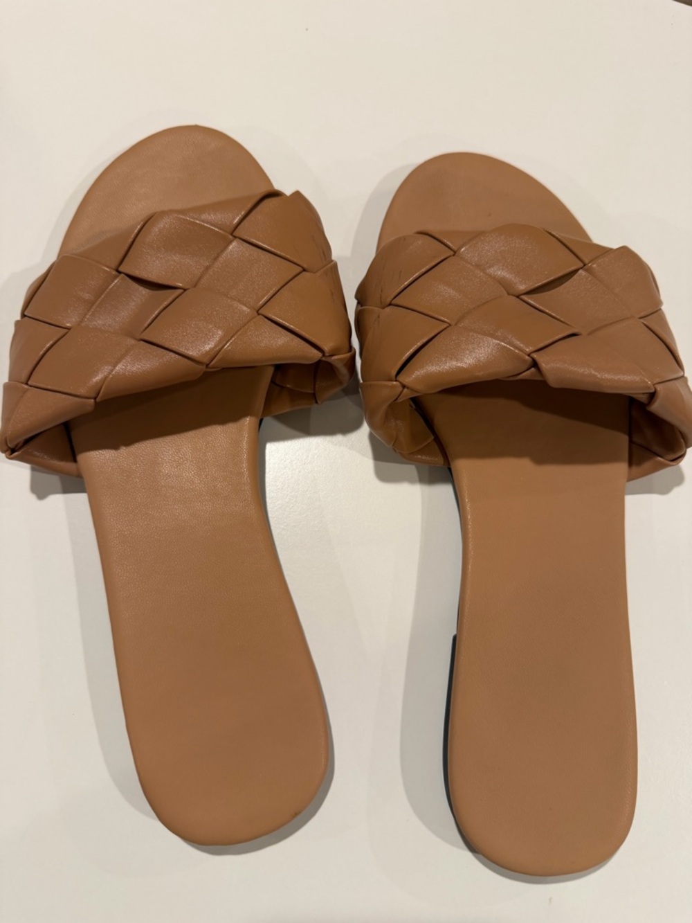 Braided Slide Sandals in Tan - Women